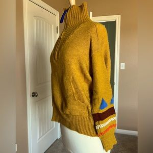 Benetton Half- Zip women’s sweater in Mustard Yellow, size M